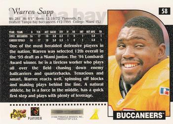 1996 Score #58 Warren Sapp Back