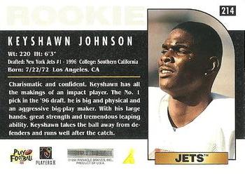 1996 Score #214 Keyshawn Johnson Back