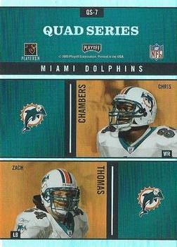 2003 Playoff Absolute Memorabilia - Quad Series #QS-7 Jay Fiedler / Ricky Williams / Chris Chambers / Zach Thomas Back