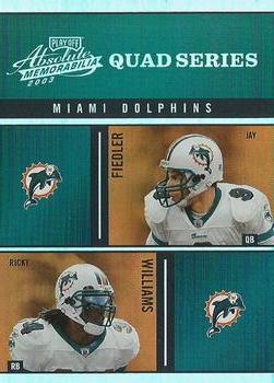 2003 Playoff Absolute Memorabilia - Quad Series #QS-7 Jay Fiedler / Ricky Williams / Chris Chambers / Zach Thomas Front