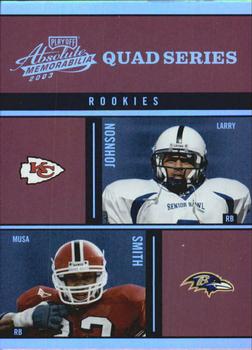 2003 Playoff Absolute Memorabilia - Quad Series #QS-29 Larry Johnson / Musa Smith / Chris Brown / Lee Suggs Front