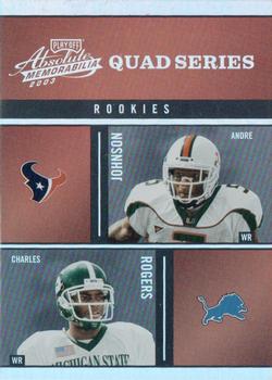 2003 Playoff Absolute Memorabilia - Quad Series #QS-30 Andre Johnson / Charles Rogers / Taylor Jacobs /  Kelley Washington Front