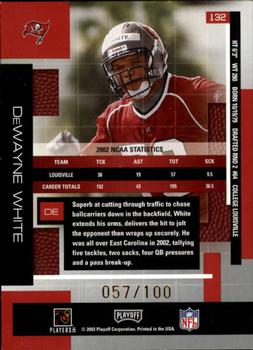 2003 Playoff Absolute Memorabilia - Spectrum #132 DeWayne White Back