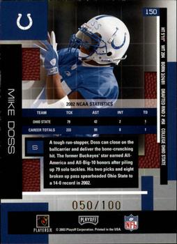 2003 Playoff Absolute Memorabilia - Spectrum #150 Mike Doss Back