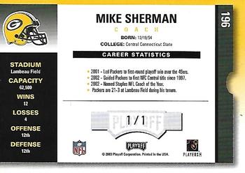 2003 Playoff Contenders - Championship Ticket #196 Mike Sherman Back