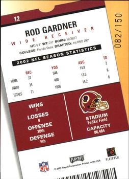 2003 Playoff Contenders - Playoff Ticket #12 Rod Gardner Back