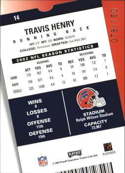 2003 Playoff Contenders - Playoff Ticket #14 Travis Henry Back