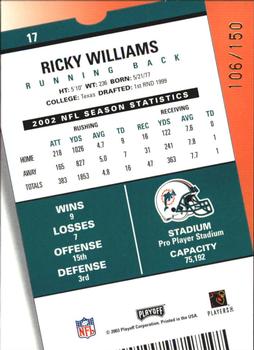2003 Playoff Contenders - Playoff Ticket #17 Ricky Williams Back