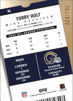 2003 Playoff Contenders - Playoff Ticket #36 Torry Holt Back