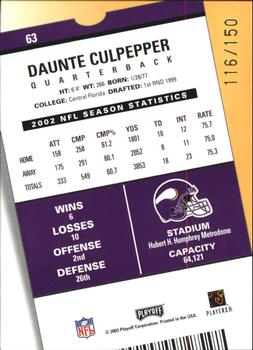 2003 Playoff Contenders - Playoff Ticket #63 Daunte Culpepper Back
