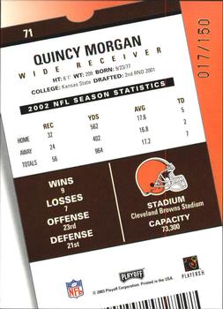 2003 Playoff Contenders - Playoff Ticket #71 Quincy Morgan Back