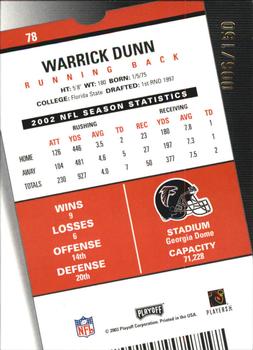 2003 Playoff Contenders - Playoff Ticket #78 Warrick Dunn Back