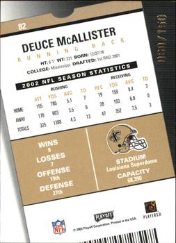 2003 Playoff Contenders - Playoff Ticket #82 Deuce McAllister Back