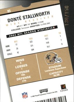 2003 Playoff Contenders - Playoff Ticket #85 Donte Stallworth Back