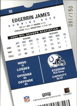 2003 Playoff Contenders - Playoff Ticket #93 Edgerrin James Back