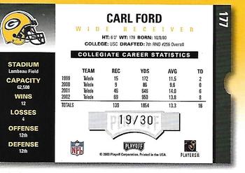 2003 Playoff Contenders - Playoff Ticket #177 Carl Ford Back