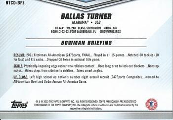 2023 Topps Bowman University International Trading Card Day #NTCD-BF2 Dallas Turner Back