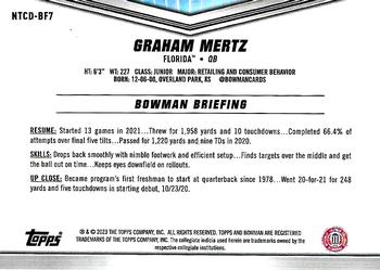 2023 Topps Bowman University International Trading Card Day #NTCD-BF7 Graham Mertz Back