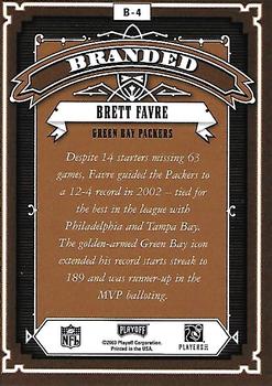 2003 Playoff Hogg Heaven - Branded #B-4 Brett Favre Back