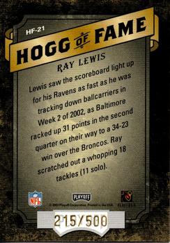 2003 Playoff Hogg Heaven - Hogg of Fame #HF-21 Ray Lewis Back