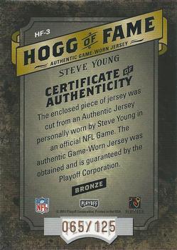 2003 Playoff Hogg Heaven - Hogg of Fame Materials Bronze #HF-3 Steve Young Back