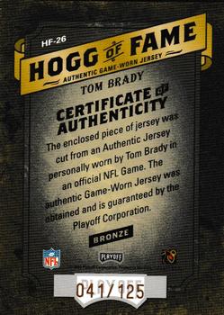 2003 Playoff Hogg Heaven - Hogg of Fame Materials Bronze #HF-26 Tom Brady Back