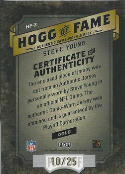 2003 Playoff Hogg Heaven - Hogg of Fame Materials Gold #HF-3 Steve Young Back