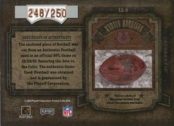 2003 Playoff Hogg Heaven - Leather in Leather #LL-8 Marvin Harrison Back