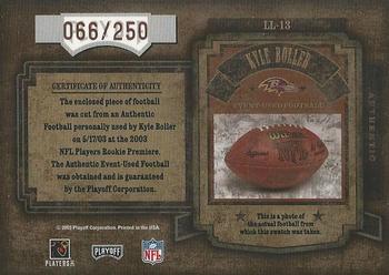 2003 Playoff Hogg Heaven - Leather in Leather #LL-13 Kyle Boller Back