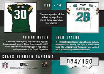2003 Playoff Honors - Class Reunion Tandems #CRT-14 Ahman Green / Fred Taylor Back