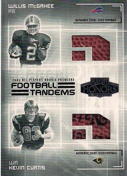 2003 Playoff Honors - Football Tandems #JT-10 Willis McGahee / Kevin Curtis Front