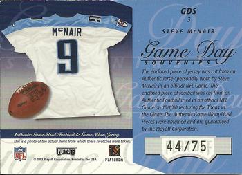 2003 Playoff Honors - Game Day Souvenirs Silver #GDS3 Steve McNair Back