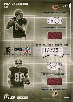 2003 Playoff Honors - Jersey and Football Quads #JQ-4 Brian St. Pierre / Seneca Wallace / Rex Grossman / Taylor Jacobs  Back