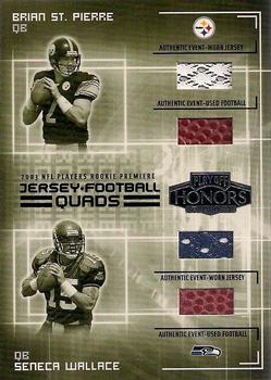 2003 Playoff Honors - Jersey and Football Quads #JQ-4 Brian St. Pierre / Seneca Wallace / Rex Grossman / Taylor Jacobs  Front