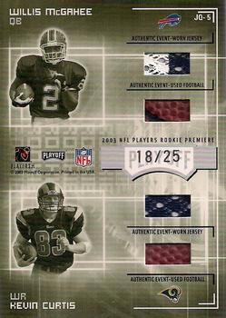 2003 Playoff Honors - Jersey and Football Quads #JQ-5 Bethel Johnson / Anquan Boldin / Willis McGahee / Kevin Curtis Back