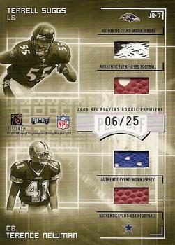2003 Playoff Honors - Jersey and Football Quads #JQ-7 Kliff Kingsbury / Bethel Johnson / Terrell Suggs / Terence Newman Back