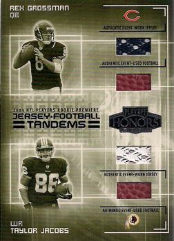 2003 Playoff Honors - Jersey and Football Tandems #JT-8 Rex Grossman / Taylor Jacobs Front