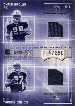 2003 Playoff Honors - Jersey Quads #JQ-3 Andre Johnson / Dave Ragone / Chris Brown / Tyrone Calico Back