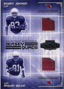 2003 Playoff Honors - Jersey Quads #JQ-5 Bethel Johnson / Anquan Boldin / Willis McGahee / Kevin Curtis Front