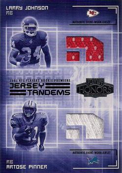 2003 Playoff Honors - Jersey Tandems #JT-3 Larry Johnson / Artose Pinner Front