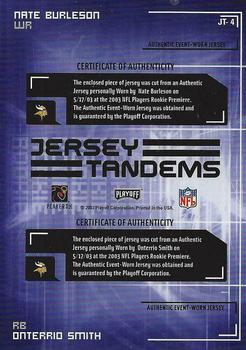 2003 Playoff Honors - Jersey Tandems #JT-4 Nate Burleson / Onterrio Smith Back