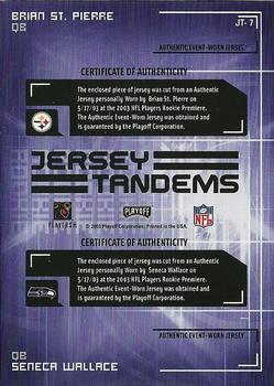 2003 Playoff Honors - Jersey Tandems #JT-7 Brian St. Pierre / Seneca Wallace Back