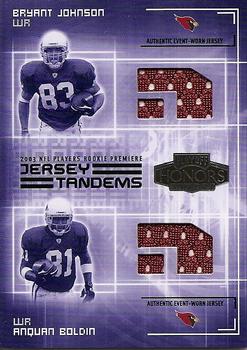 2003 Playoff Honors - Jersey Tandems #JT-9 Bryant Johnson / Anquan Boldin Front