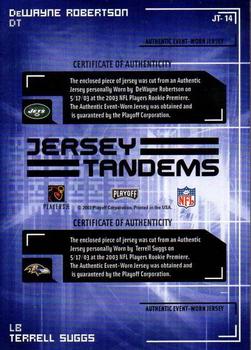 2003 Playoff Honors - Jersey Tandems #JT-14 DeWayne Robertson / Terrell Suggs Back