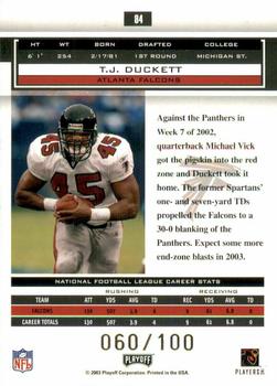 2003 Playoff Honors - O's #84 T.J. Duckett Back