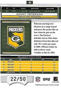 2003 Playoff Honors - O's #187 Kenny Peterson Back