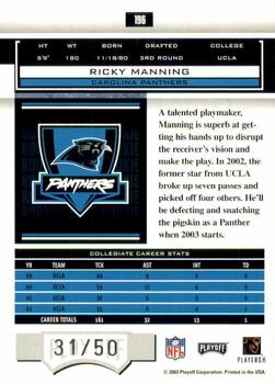 2003 Playoff Honors - O's #196 Ricky Manning Back