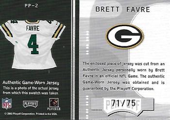 2003 Playoff Honors - Patches #PP-2 Brett Favre Back