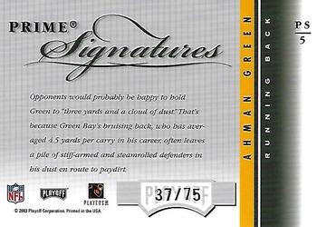 2003 Playoff Honors - Prime Signatures #PS-5 Ahman Green Back