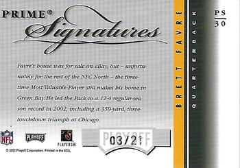2003 Playoff Honors - Prime Signatures #PS-30 Brett Favre Back